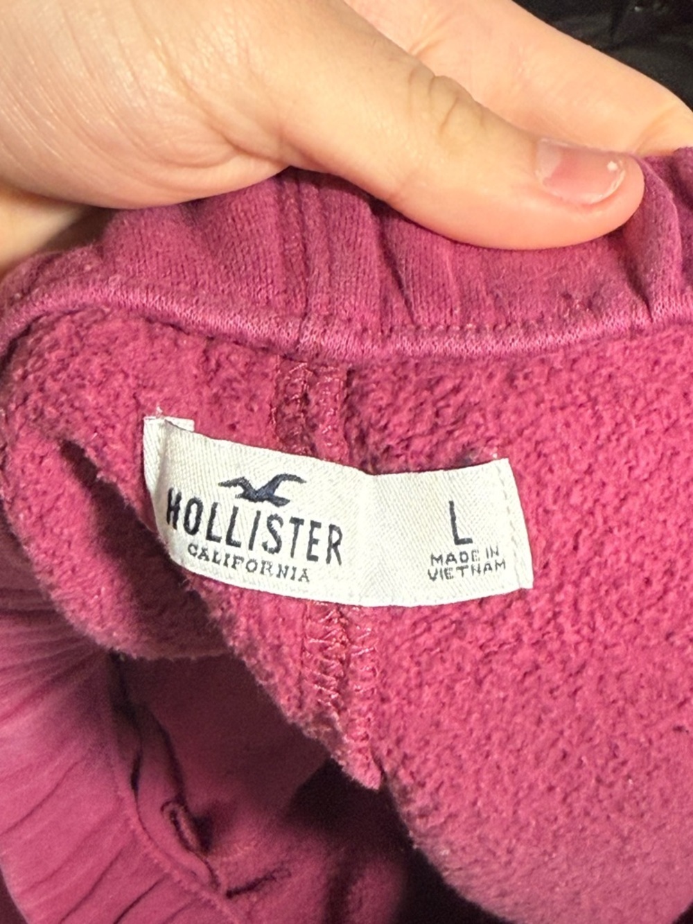 Hollister Cuffed Joggers Magenta Size Large Fleece Cozy Cotton Lounge - Picture 3 of 7